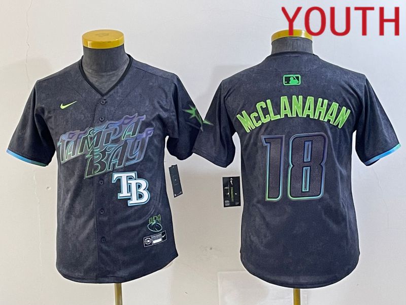 Youth Tampa Bay Rays #18 Mcclanahan Nike MLB Limited City Connect Black 2024 Jersey style 5->youth mlb jersey->Youth Jersey